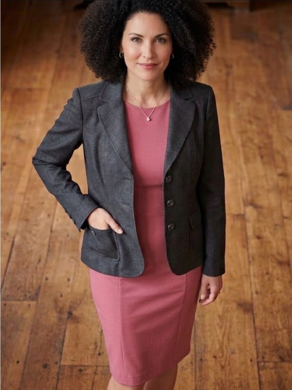 Semantiks Charcoal Tailored Blazer with Notch Lapels
